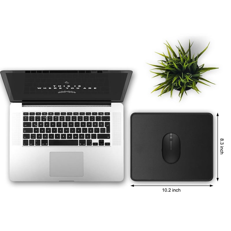JIKIOU 3 Pack Mouse Pad with Stitched Edge, Comfortable Mouse Pads with Non-Slip Rubber Base, Washable Mousepads Bulk with Comfortable Cloth, Mouse Pads for Computers Laptop Mouse 10.2x8.3inch Black - Image 2